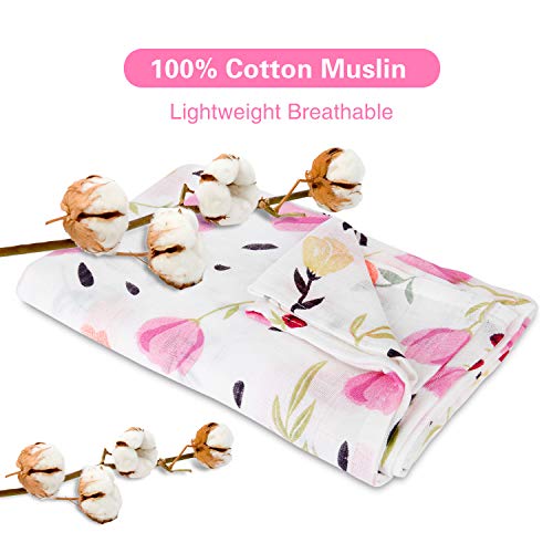 Image of Muslin Baby Car Seat Canopy, Metplus Infant Carseat Cover - Extra Wide Universal Fit, Lightweight Breathable Soft for Babies Girls Shower Gift (Purple Flower)