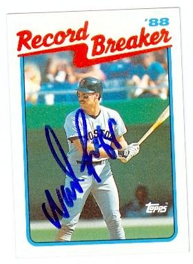Wade Boggs autographed Baseball Card (Boston Red Sox) 1989 Topps #2 Record Breaker