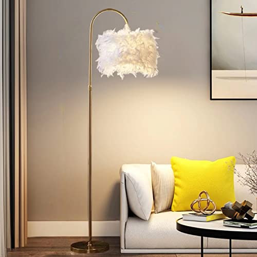 Kardleen Romantic Feather Floor Lamp Natural Ostrich Feather Floor Lamp Bedroom Decoration Tall Floor Lamp Arc Floor Lamp Luxurious Golden Corner Lamp Fishing Floor Lamp #TOP3
