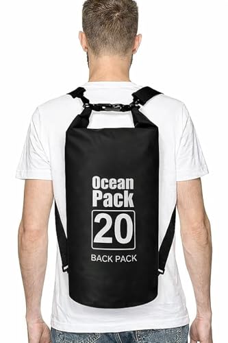 Image of Waterproof Ocean Dry Bag, Roll Top Floating Waterproof Sack for Beach, Swimming, Kayaking, Boating, Fishing, Camping, Hiking & Water Sports (20 Liter)