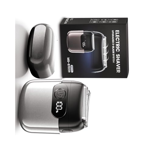 Image of Electric Foil Shaver for Men, 3D Floating Blade Razor with LED Display, IPX8 Waterproof Wet /Dry Shaver, USB-C Quick Charge & Travel Lock, Includes Cleaning Brush, Deep Gray