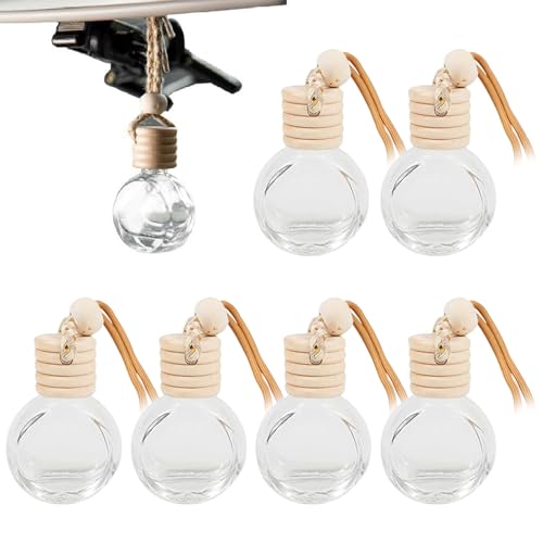 Difusor colgante de coche, ambientador de botella, 10 ml, botellas de perfume de vidrio recargables, colgante, frascos de perfume ambientadores colgante con tapón de madera, 6 piezas