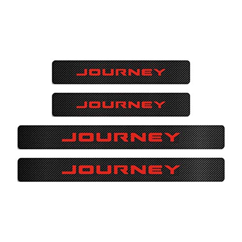 MAXMILO 4Pcs for Dodge Journey Door Sill Protector Reflective 4D Carbon Fiber Leather Sticker Decoration Door Entry Guard Door Sill Scuff Plate Stickers Auto Accessories for Dodge Journey (Red)