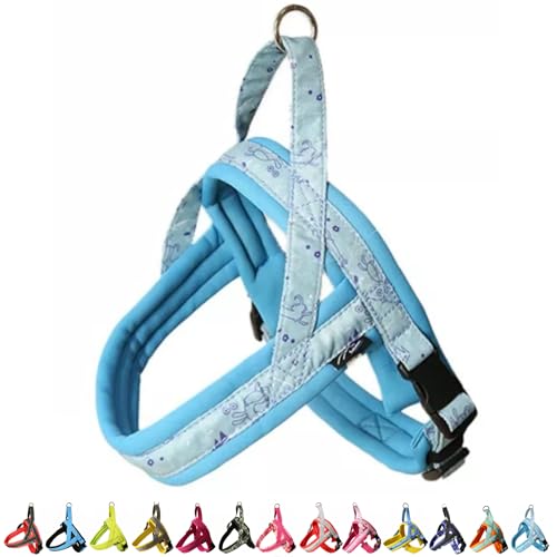 ?Hakusan? New First Dog Harness “Rabbit”,Reflective Stitch,Padded, YKK Buckles, 13 Colors, 9 Sizes,Japanese Brand,(Turquoise×Dog Pattern, 00)