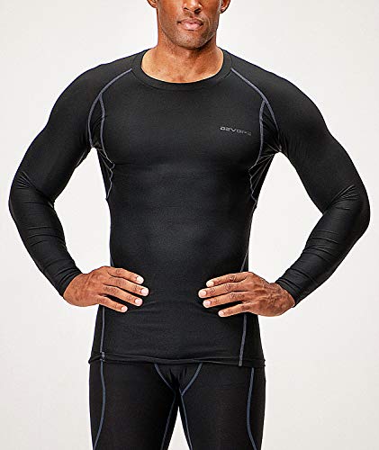 Devops 3 Pack Men's Athletic Long Sleeve Compression Shirts (2X-Large, Black/Black/White) #TOP4