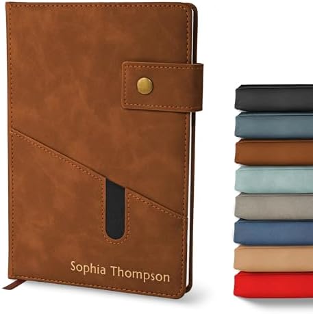 Promot Personalized Notebook - A5 Lined Leather Bound Journal - G...