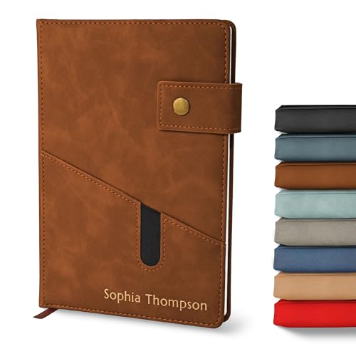 Promot Personalized Notebook - A5 Lined Leather Bound Journal - Graduation Gift for Writing Women...