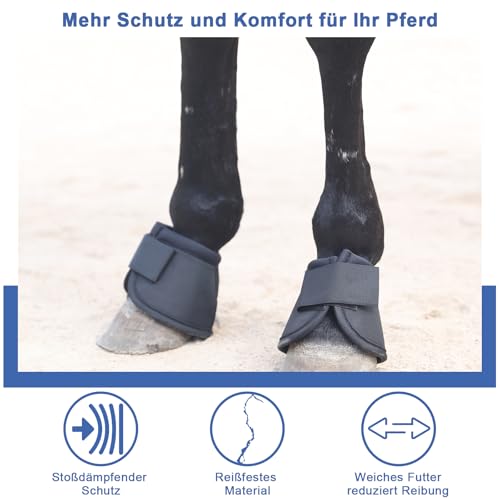 Gallopoff Hufglocken Pferd 2er Set – Stoßdämpfend & Scheuerfrei, Ballenschutz für Pferde aus Neopren, Weiche Schutzglocken mit Klettverschluss für Training & Weide Schwarz M