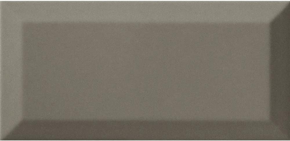 Metro Bisel Grey Ceramic Wall Bathroom Tile Subway Brick Effect 100mm x 200mm Bevelled Edge Kitchen Tiles Gloss Finish 1m2 Box of 50