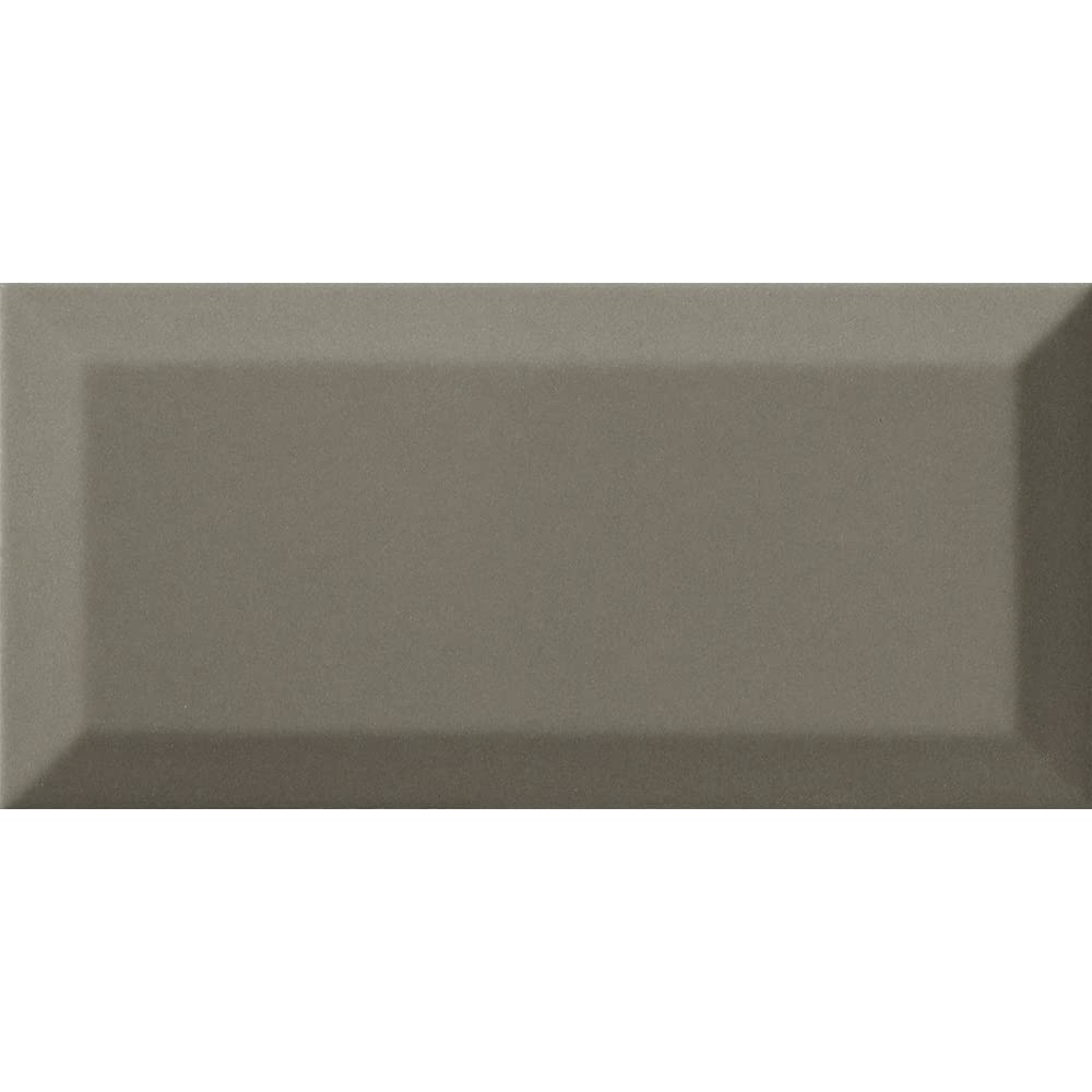 Metro Bisel Grey Ceramic Wall Tile Subway Brick Effect with Bevelled Edges, Kitchen Bathroom Tiles, Gloss Finish, 1m2, Box of 50 – 100mm x 200mm
