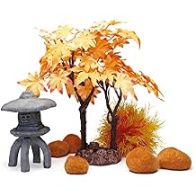 biOrb Autumn Decor Set, Orange and Red, Themed Collection of Fish Friendly Aquarium Decorations