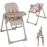 Lionelo Linn Plus Hochstuhl Baby 2 in 1 bis 15 kg, Kinderhochstuhl mit Liegefunktion ab Geburt, Klappbar, Rollen, Einhandverstellung, 6 Hoehenstufen, 3 Rueckenlehnenpositionen, Spuelmaschinentablett