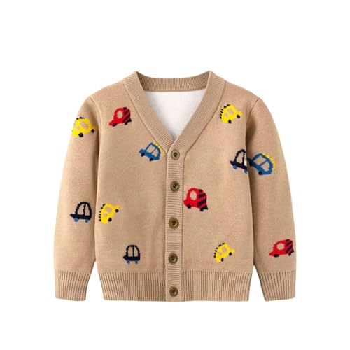 Little Boys Girls Car Cardigan Sweater Boys Long Sleeve Knit V-Neck Outerwear 2-6 Y Jacket Tops for Fall Winter