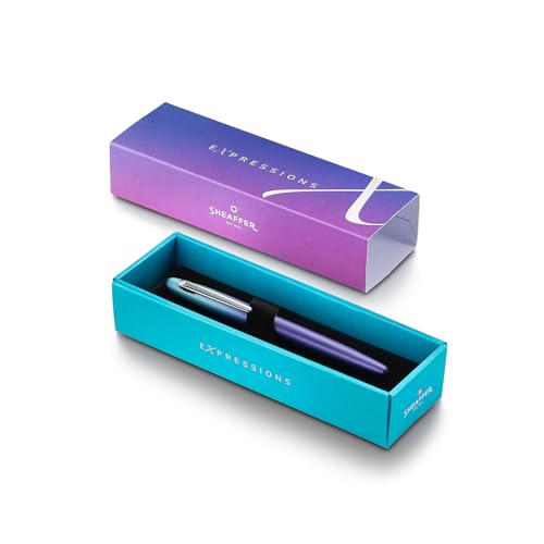 Image of Sheaffer Expressions VFM 9430 Blue and Purple Pearlised Gradient Rollerball Pen with Chrome Plated Trims