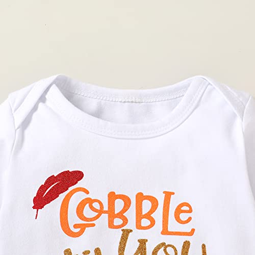 Thanksgiving Outfits Set Baby Girls Gobble 'Til You Wobble Long Sleeve Romper And Pleated Tutu Skirts (Gobble 'Til You Wobble, 0-3 Months) #TOP3