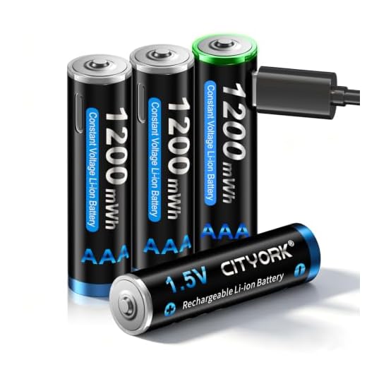 CITYORK 4 Pack USB-C 1.5V AAA 1200mWh Lion Rechargeable Battery, Constant Output and Fast Charging (Include 4 in 1 Type-C Cable)