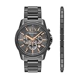 Armani Exchange Orologio da uomo, Movimento cronografo al quarzo e cassa da 44 mm con cinturino in acciaio