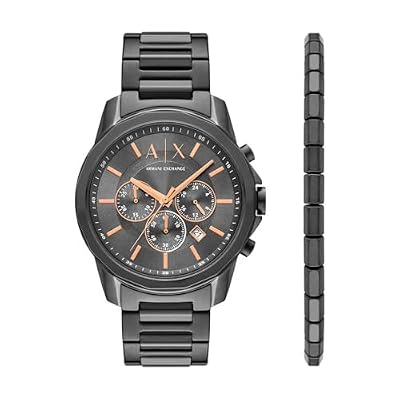Armani Exchange Orologio da uomo, Movimento cronografo al quarzo e cassa da 44 mm con cinturino in acciaio