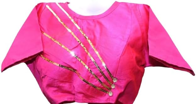 DIVYA CREATION Elegant Rani Color Blouse Padded, Back Open Design, Boat Neck, Free Size Up to 42cm with Margin