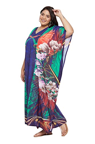 Image of Oussum Women Long Maxi Plus Size Polyester Kaftan Gown, Womens Kaftan Dresses Lounge Resort Wear, Plus Size Kaftan
