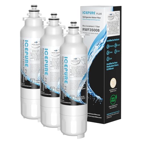 Image of ICEPURE PLUS 46-9490 NSF /ANSI 53 & 42 Certified Refrigerator Water Filter | Remove Lead, Replacement for LG LT800P, ADQ73613401, ADQ73613408, ADQ75795104, LMXS30776S, LSXS26366D, Kenmore 9490, 3PACK