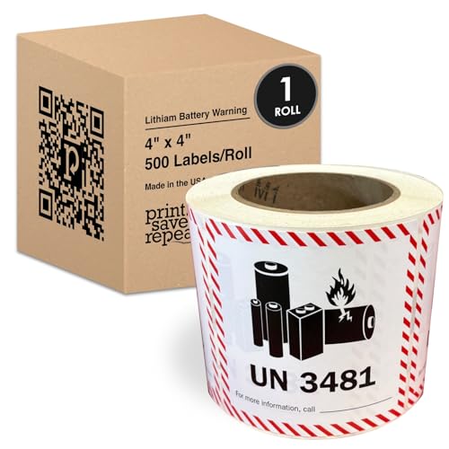 Étiquettes d'avertissement batterie lithium UN3481 rouge noir 4x4