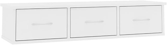 vidaXL Wall-mounted Drawer Shelf Floating Cabinet Home Indoor Living Room Wall Hanging Shelf Rack Furniture Wall Cabinet White Engineered Wood