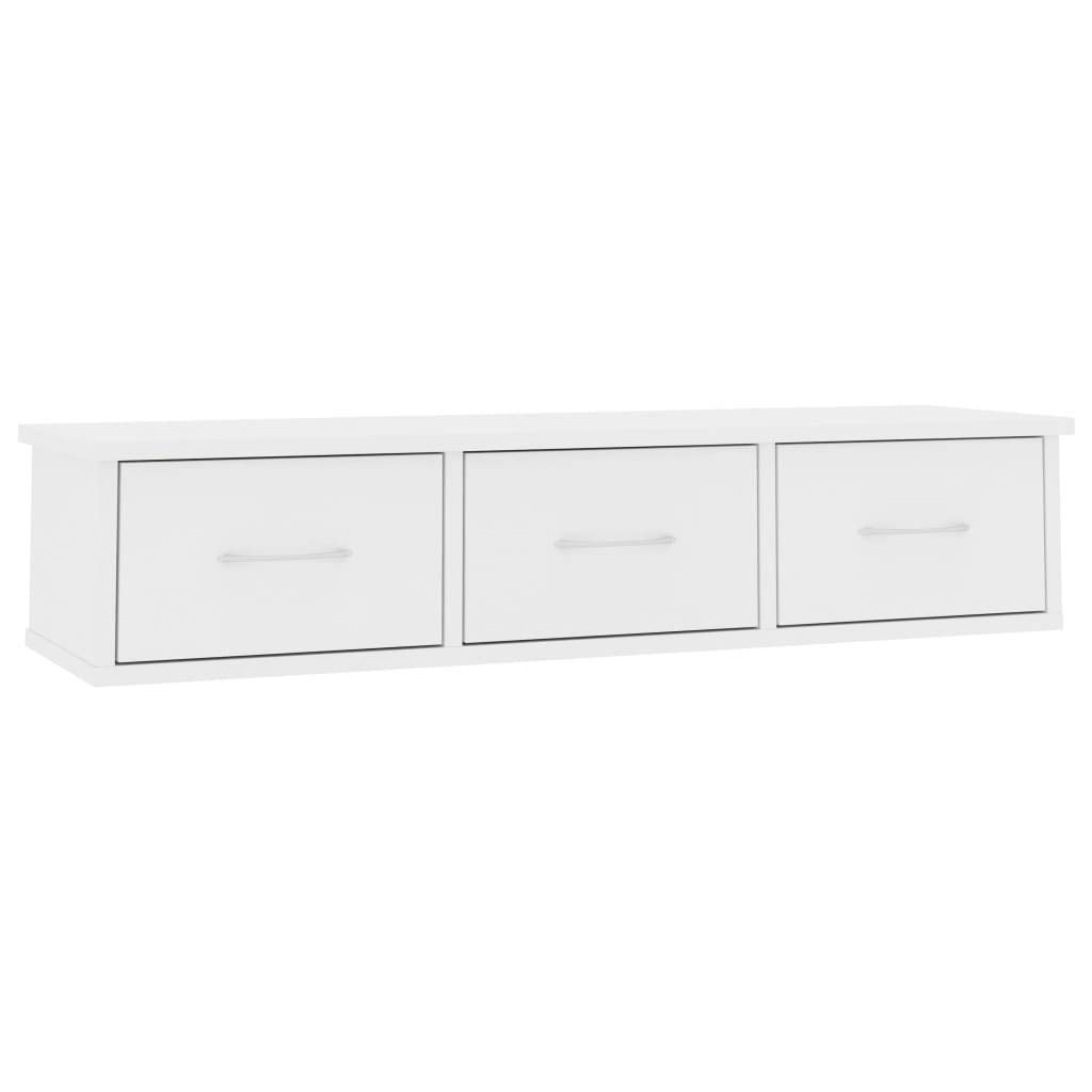 GuyAna Estante cajones para Pared contrachapada Blanco 88x26x18,5 cm baldas flotantes Pared Estante con Cajon esquineras Pared Estante de Pared Salon