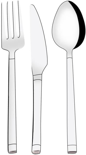 Stainless Steel Cutlery Set, Modern Silverware Flatware Set for Dining, Kitchen Utensils with Forks, Knives and Spoons, Dishwasher Safe (Barcelona) (18)