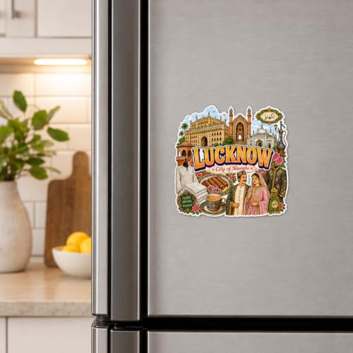 Image of Zesta Wooden Fridge Magnets Set | Refrigerator Decor Magnets for Kitchen | India Souvenir Fridge Magnet Collection | Wooden Magnet for Fridge Door Decoration (Lucknow)