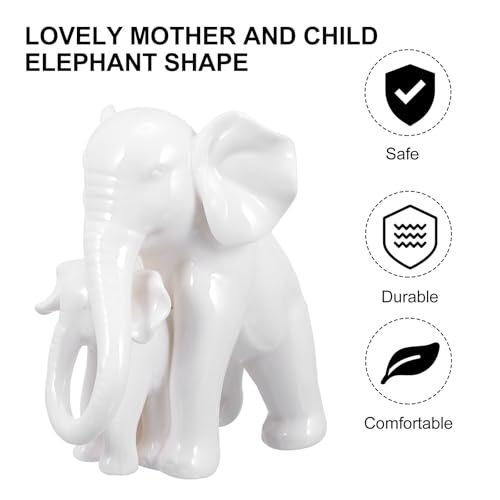Éléphant décoratif céramique blanche figurine réaliste bureau SOLUSTRE
