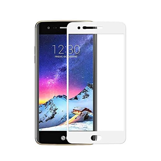 MUNDDY Protector de Pantalla Completa para LG K10 2017 de Dureza de 9H sin Burbujas .Full Cover LG K10 2017 Cristal Vidrio Templado Premium de Cobertura Completa con Bordes Redondeados. (Blanco)