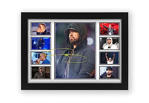 AllStarMedia Eminem Autograph Poster Print, Limited Edition Collage Of The Music Legend