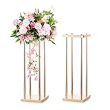 Sziqiqi Column Vases Wedding Centerpieces for Tables with Plates - 2ft Wedding Decoration for Ceremony Modern Rectangular Flowers Arrangements Display Rack for Road Leads T-Stage