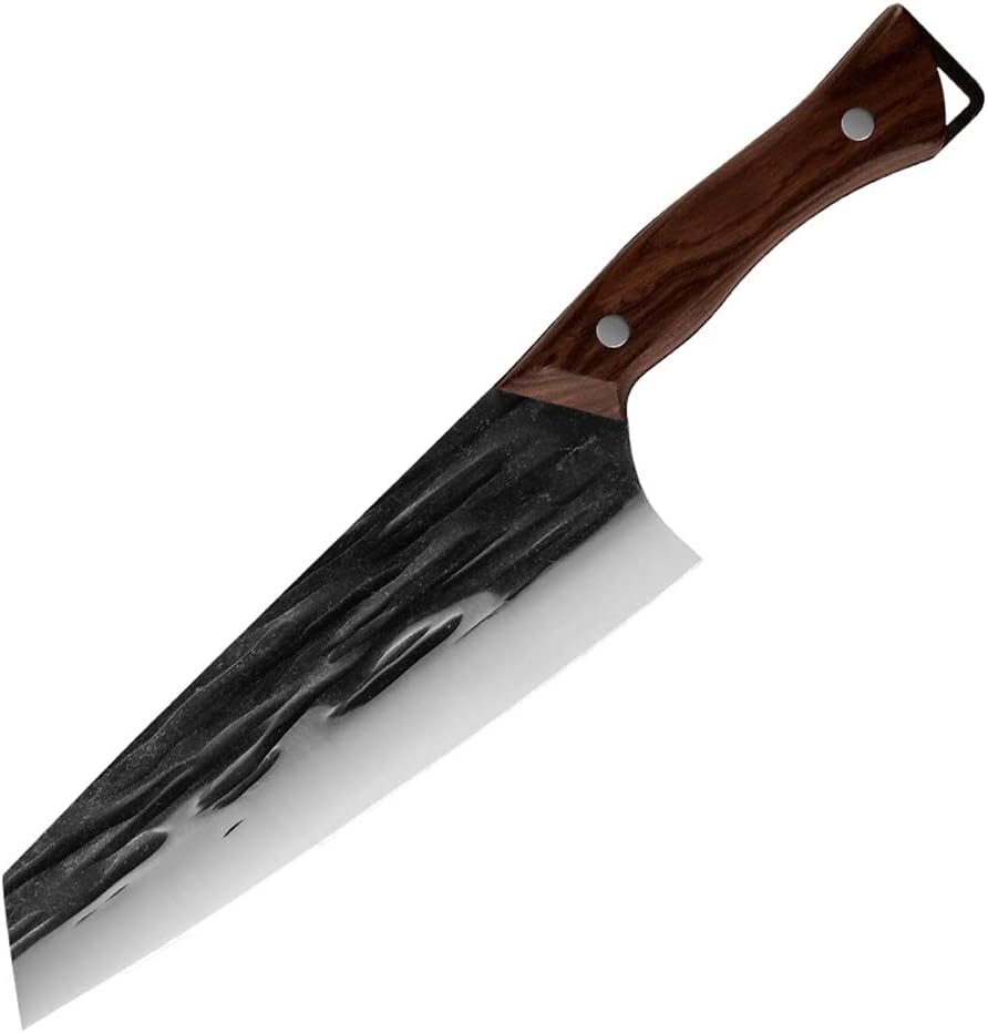 Meat Cleaver,Cleaver Knife 8 Inch Forged Japanese Kiritsuke Kitchen Chef Knife 5Cr15mov Stainless Steel Blade Sandalwood Handle