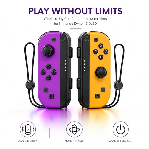 Image of Hopevry Joy-Con (L /R) Compatible with Nintendo Switch Controller | Wireless Controller For Nintendo Switch OLED | Support Double Vibration,Motion Sensing,Wake-up,Screenshot (Purple & Orange)