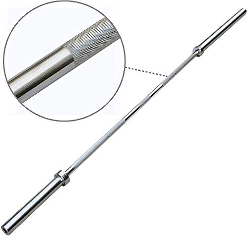 Yaheetech 7- Foot Olympic Bar Barbell W/Two Collars - Solid Iron Weighted Workout Bar - Chrome Weight Straight Bar For Home Gym Weightlifting & Power Lifting Strength Training Exercises #TOP3