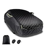 5-Layer for Jeep Wrangler 2 Door Thickened Hail-Proof Car Cover, Waterproof All Weather for Automobiles, Exterior Covers 210d Oxford Cloth + Double Layer Cotton, Fit for CJ YJ TJ JK JL(Black)