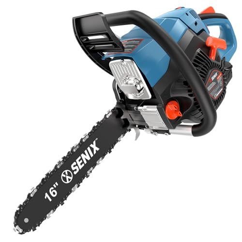 SENIX 16" Gas Chainsaw 46cc 4-Stroke Gas Powered Chainsaws, Cordless Chain Saw with Loop Handle for Wood Cutting and Tree Trimming, Low Emissions & Easy Maintenance, CS4QL-L3 16 inch