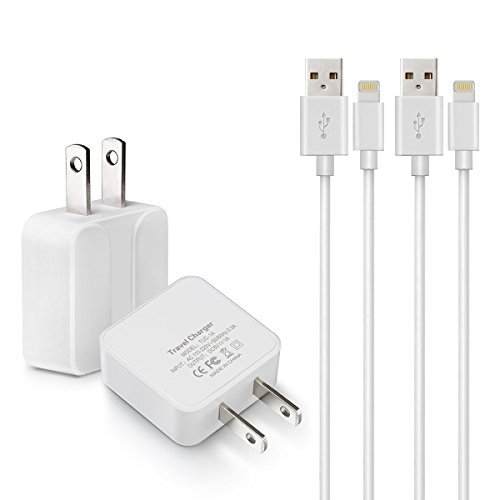 Fleeken 2 Pack Certified 5W 1A USB Adapter with 8 Pin Lightning Cord