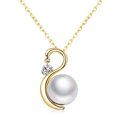 Sbling 18K Gold Plated Round White Shell Pearl Pendant Necklace For Women (10Mm)- Gifts For Women/Girls #TOP13