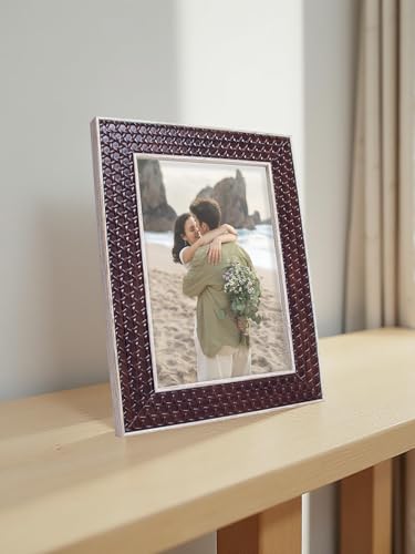 Image of GOLDEN PEACOCK Antique Woody Brown 5x7 Inch Photo Frame | Set of 1 Elegant Wall & Tabletop Picture Frame for Home Decor and Gifting