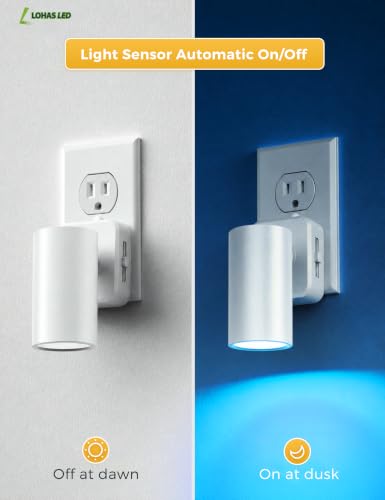 Image of L LOHAS LED Night Lights Plug into Wall,[2-Pack] Wall Spot Lights Indoor | Light Sensor,RGB Color Changing Night Light,for Home Decor Party Bathroom,Hallway