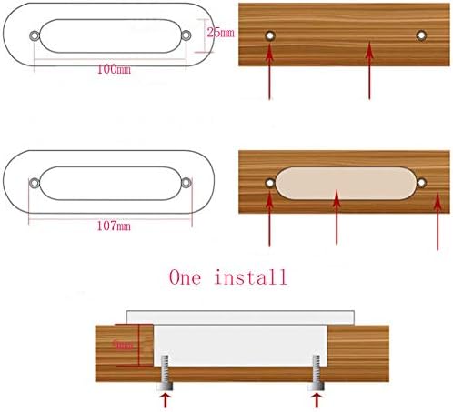 KAIISSA 3 Pack of Oval Flush Recessed Sliding Door Pull Handles Hidden Finger Pulls Concealed Handle Zinc Alloy Flush Knobs for Door, Cabinet or Drawer, Wardrobe  150mm x 40mm (Black)