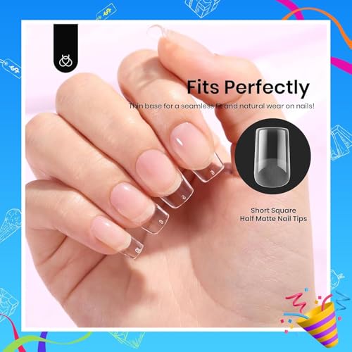 Image of Beetles Gel Nail Tips Etch-X, Square Short, 288Pcs 12 Sizes Pre-Etched