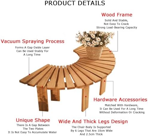 Semi-Circular Solid Wood Tree Bench, Outdoor Wrap-Around Seat for Garden, Patio, Yard, Poolside & Park - Stylish White Chair for Backyards & Lawn