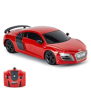 CMJ RC Cars AUDI R8 GT, Officially Licensed Remote Control Car with Working Lights, Radio Controlled RC Car Boys Girls Toys 1:24 scale, 2.4Ghz Race 10+ Cars Together (Red)