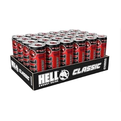 HELL CLASSIC Energy Drink | 32 mg/100 ml Caffeine | Vitamins B3, B5, B6, B12 | No Preservatives | Environmentally Friendly Packaging | 24 x 250ml | Compatible with HELL Energy