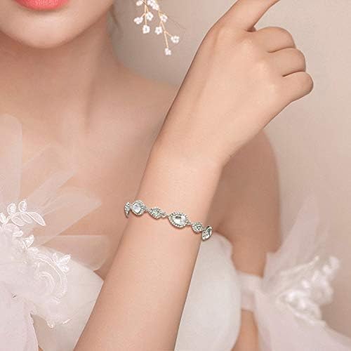 EleQueen Women's Wedding Bridal Jewelry Sets for Brides Bridesmaids, Cubic Zirconia Teardrop Necklace Tennis Bracelet Dangle Earrings Jewellery Set - Image 3