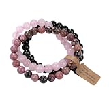 ONFSZCKB Bracciale Braccialetti da 3 Pezzi per Donne - Set di Bracciale Ad Allungamento in Perline di Pietra Naturale da 8 Mm-c